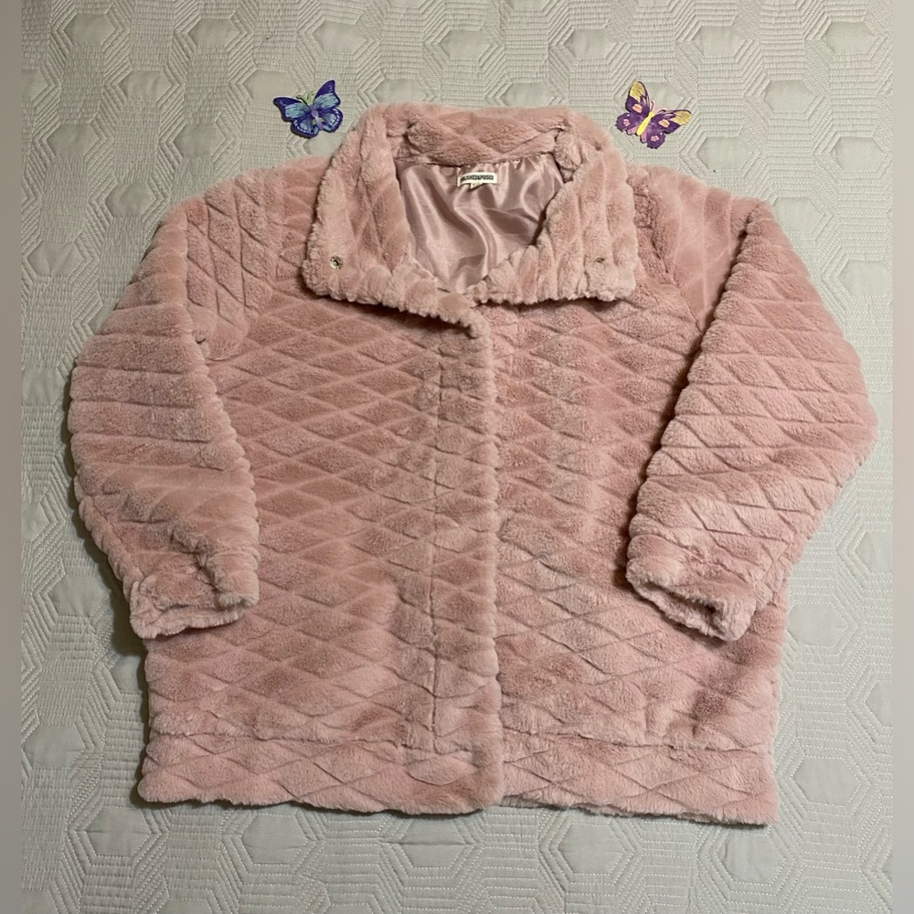 Pink Quilted Faux Fur Jacket